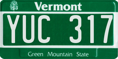 VT license plate YUC317