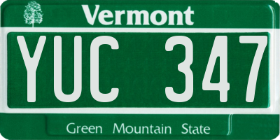 VT license plate YUC347
