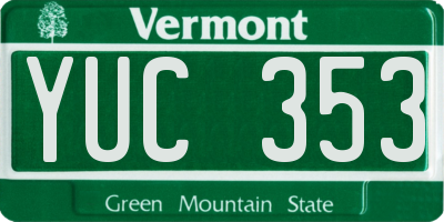 VT license plate YUC353
