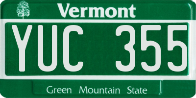 VT license plate YUC355