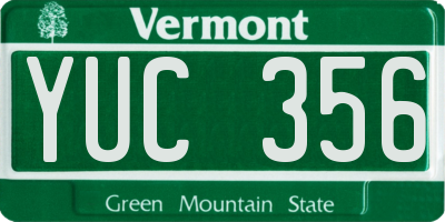 VT license plate YUC356