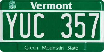 VT license plate YUC357