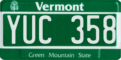VT license plate YUC358