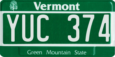 VT license plate YUC374