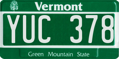 VT license plate YUC378