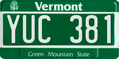 VT license plate YUC381