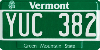 VT license plate YUC382