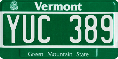 VT license plate YUC389