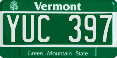 VT license plate YUC397