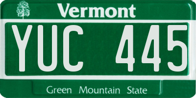 VT license plate YUC445