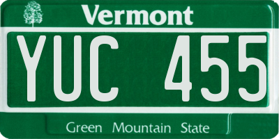 VT license plate YUC455