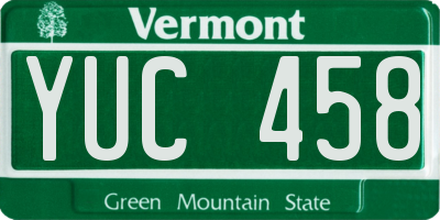 VT license plate YUC458