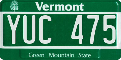 VT license plate YUC475