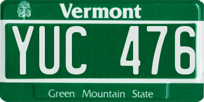 VT license plate YUC476