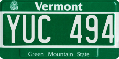 VT license plate YUC494