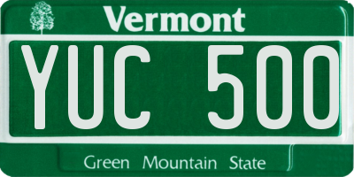 VT license plate YUC500