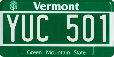 VT license plate YUC501