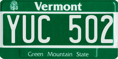 VT license plate YUC502