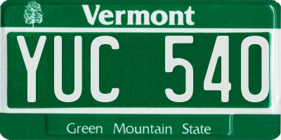 VT license plate YUC540
