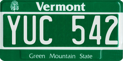 VT license plate YUC542