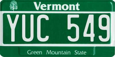 VT license plate YUC549
