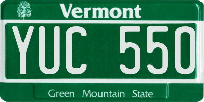 VT license plate YUC550
