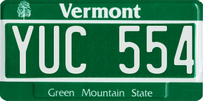 VT license plate YUC554