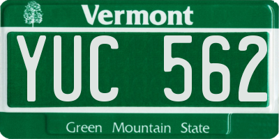 VT license plate YUC562