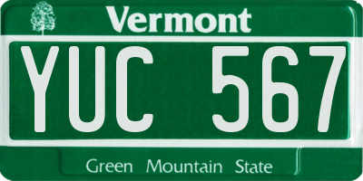 VT license plate YUC567