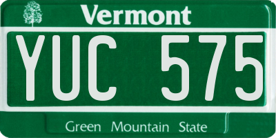 VT license plate YUC575
