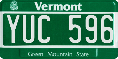 VT license plate YUC596