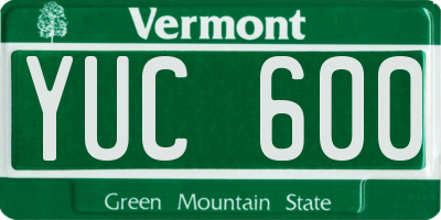 VT license plate YUC600