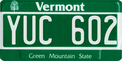 VT license plate YUC602