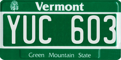 VT license plate YUC603