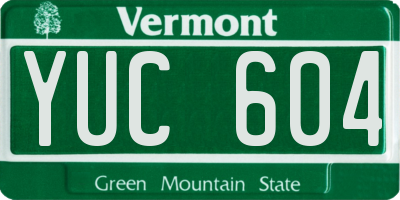 VT license plate YUC604