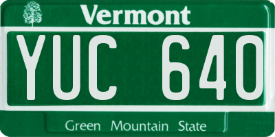 VT license plate YUC640