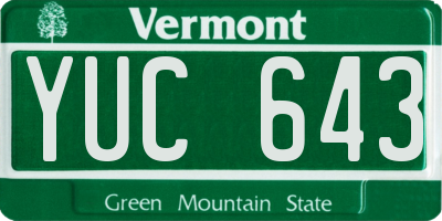 VT license plate YUC643