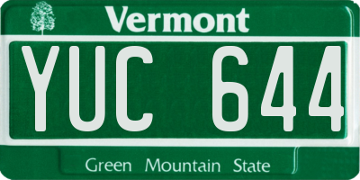 VT license plate YUC644