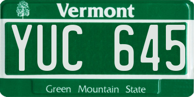 VT license plate YUC645