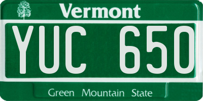 VT license plate YUC650