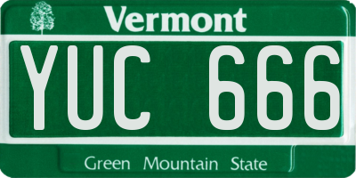 VT license plate YUC666