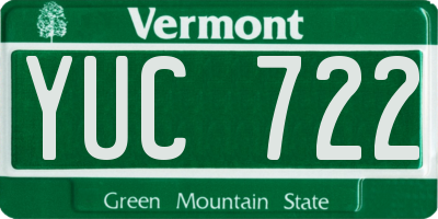 VT license plate YUC722