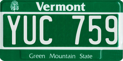 VT license plate YUC759