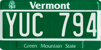 VT license plate YUC794