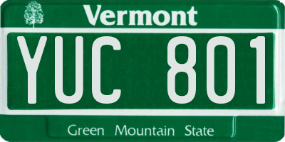 VT license plate YUC801