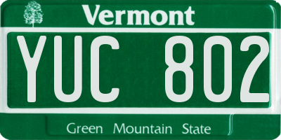 VT license plate YUC802