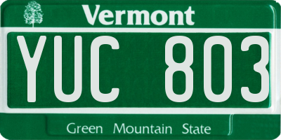 VT license plate YUC803