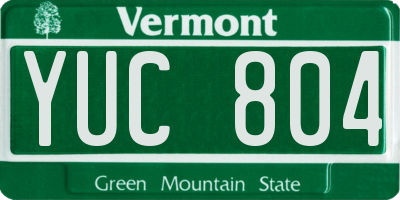 VT license plate YUC804