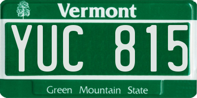 VT license plate YUC815