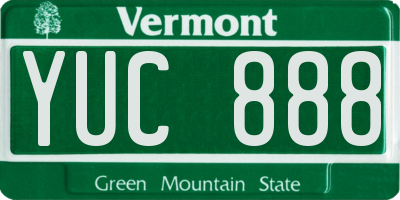 VT license plate YUC888